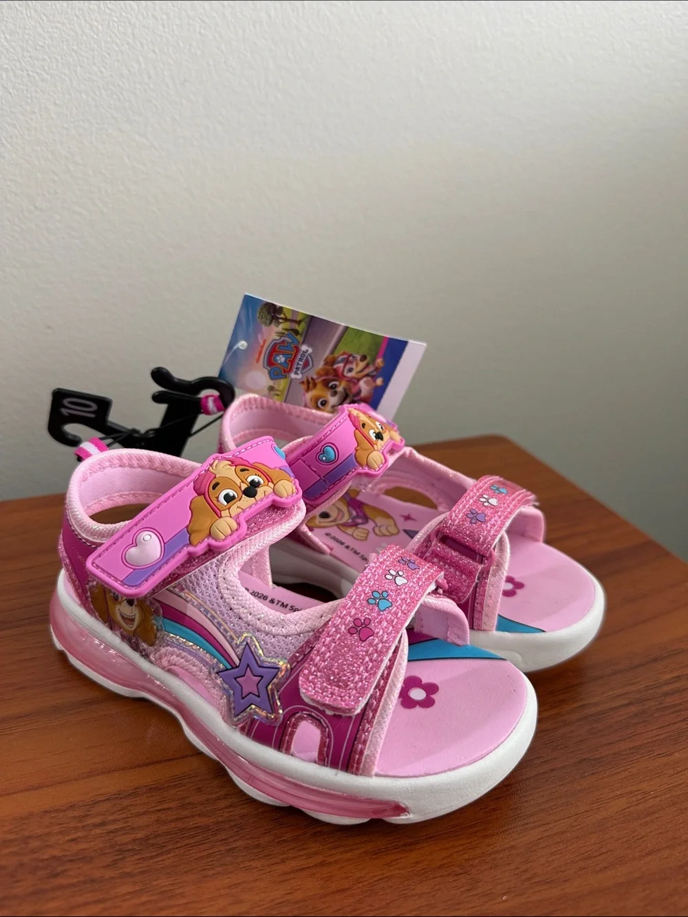 Paw Patrol Girls Pink Light-Up Sandals with Character Accents